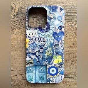Santorini Collage Scrapbook Greece Summer Mood Board Phone Case iPhone 16 ProMax